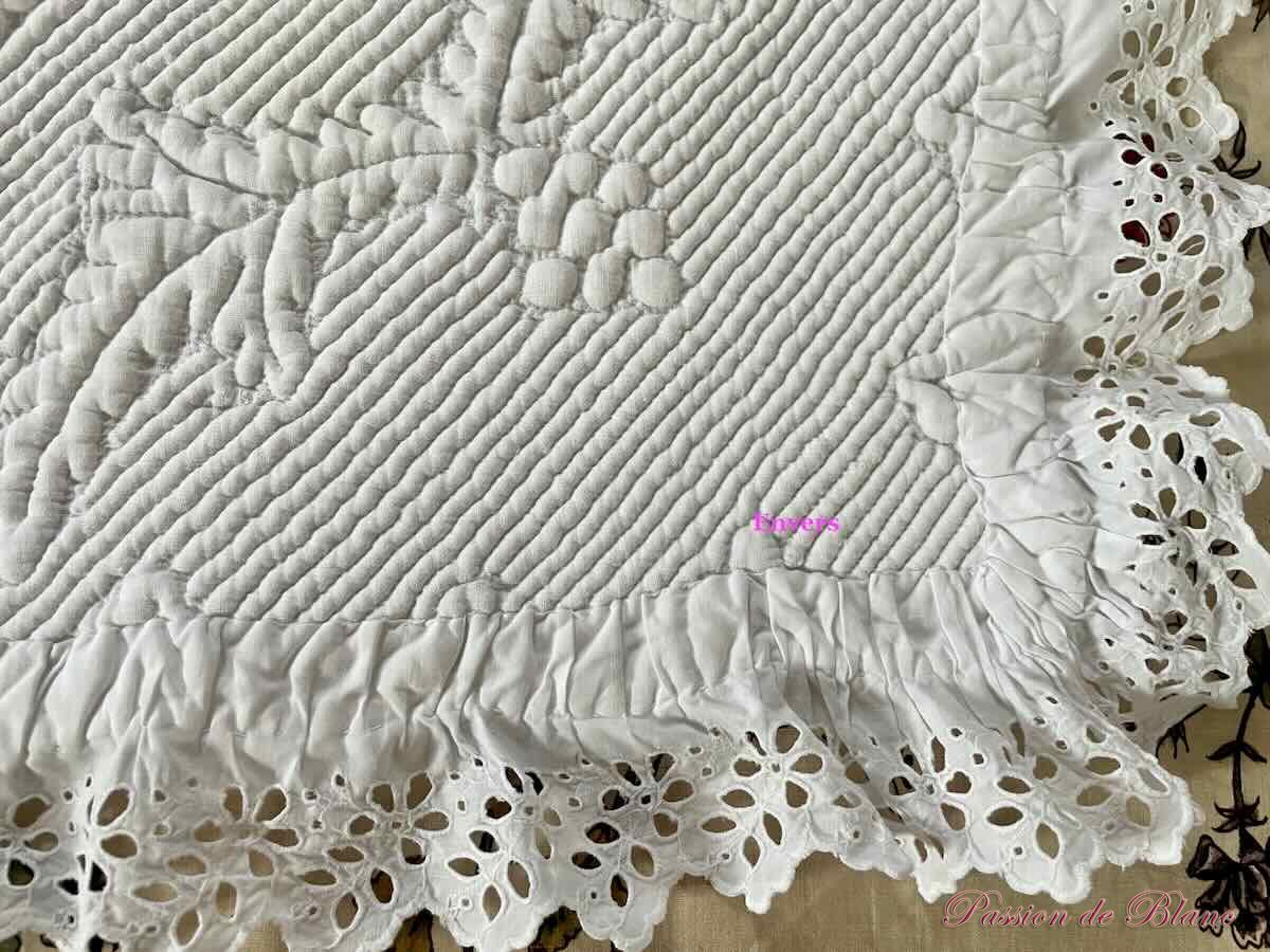 Boutis, Pétasson, Bébé, Provence, broderie main, pur Coton Blanc – Image 7