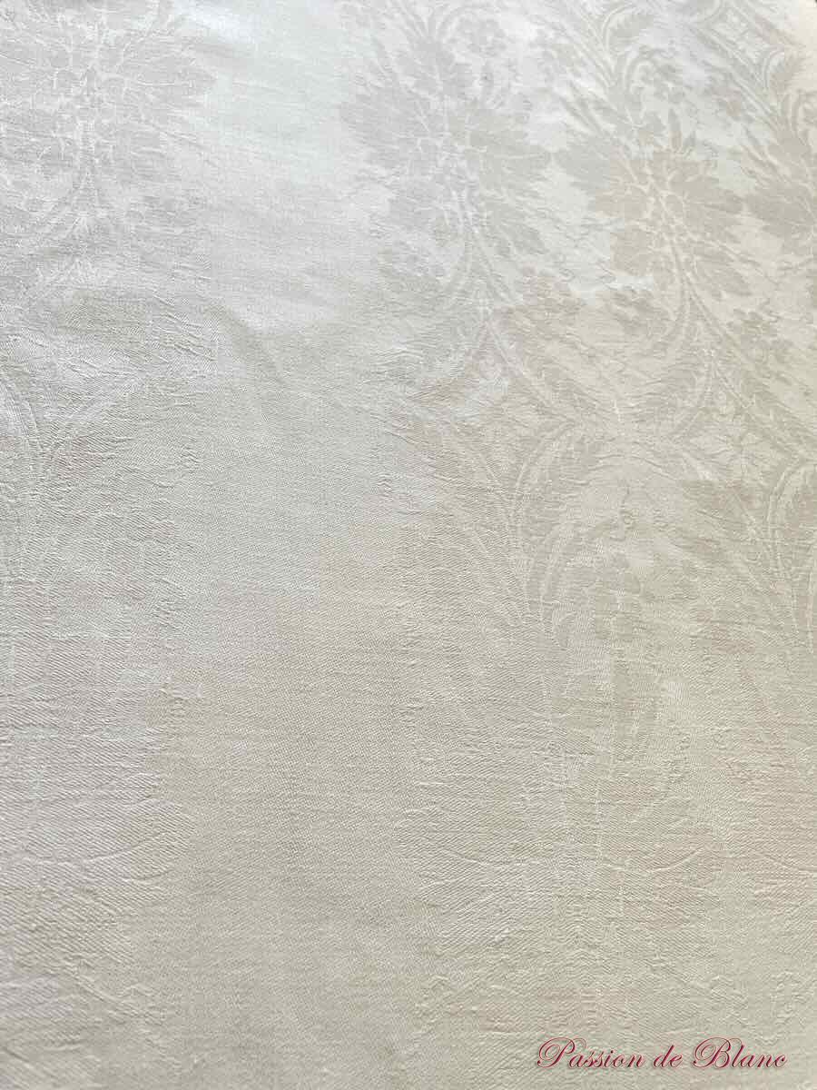 Grand nappe de 4,20 m, en damassé de lin avec motifs raisins , épis de blé, monos VP – Image 10