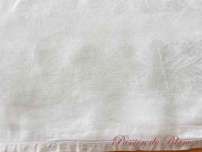 Grand nappe de 4,20 m, en damassé de lin avec motifs raisins , épis de blé, monos VP – Image 4