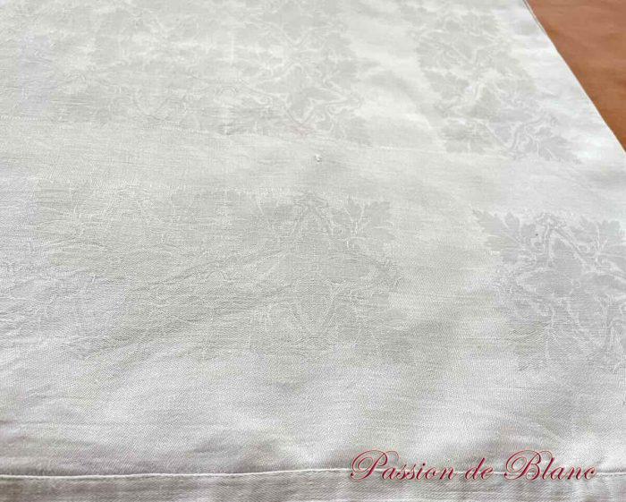 Grand nappe de 4,20 m, en damassé de lin avec motifs raisins , épis de blé, monos VP – Image 3
