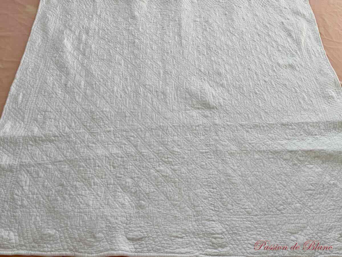 Courtepointe,Provence,cotonnade blanche, piquage main – Image 3