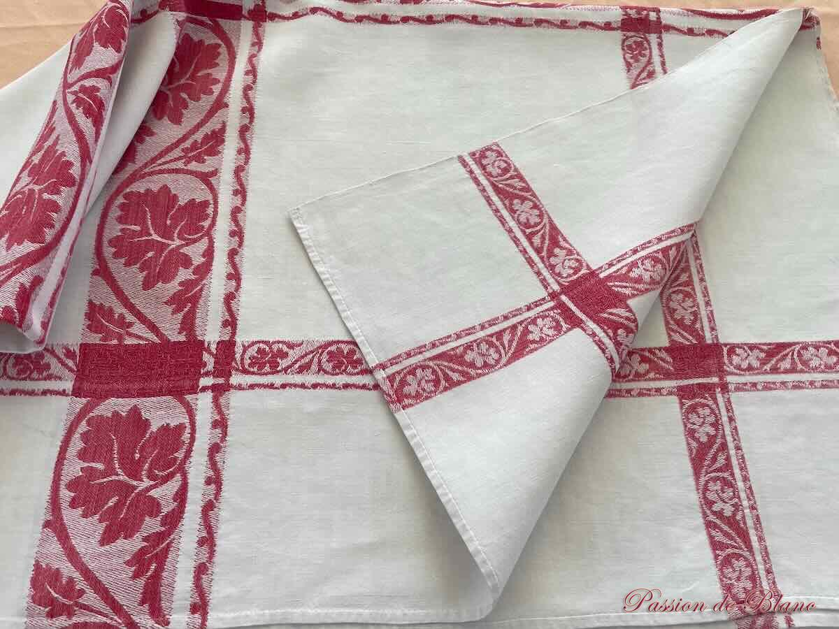 Nappe lin liteaux rouge Napoléon III