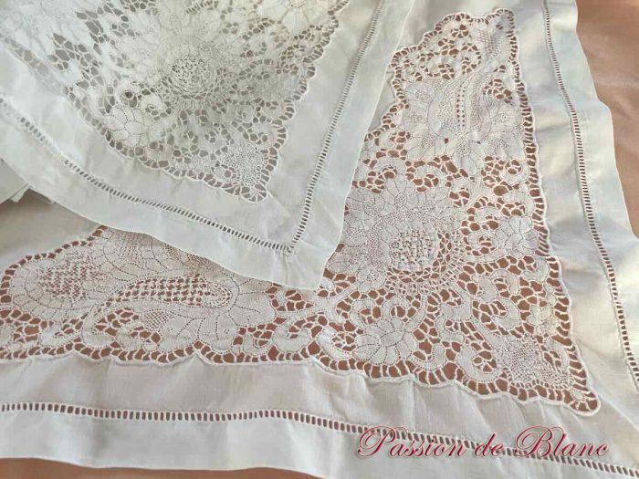 Merveilleuse petite nappe fil de lin avec insertions main à l'aiguille – Image 3