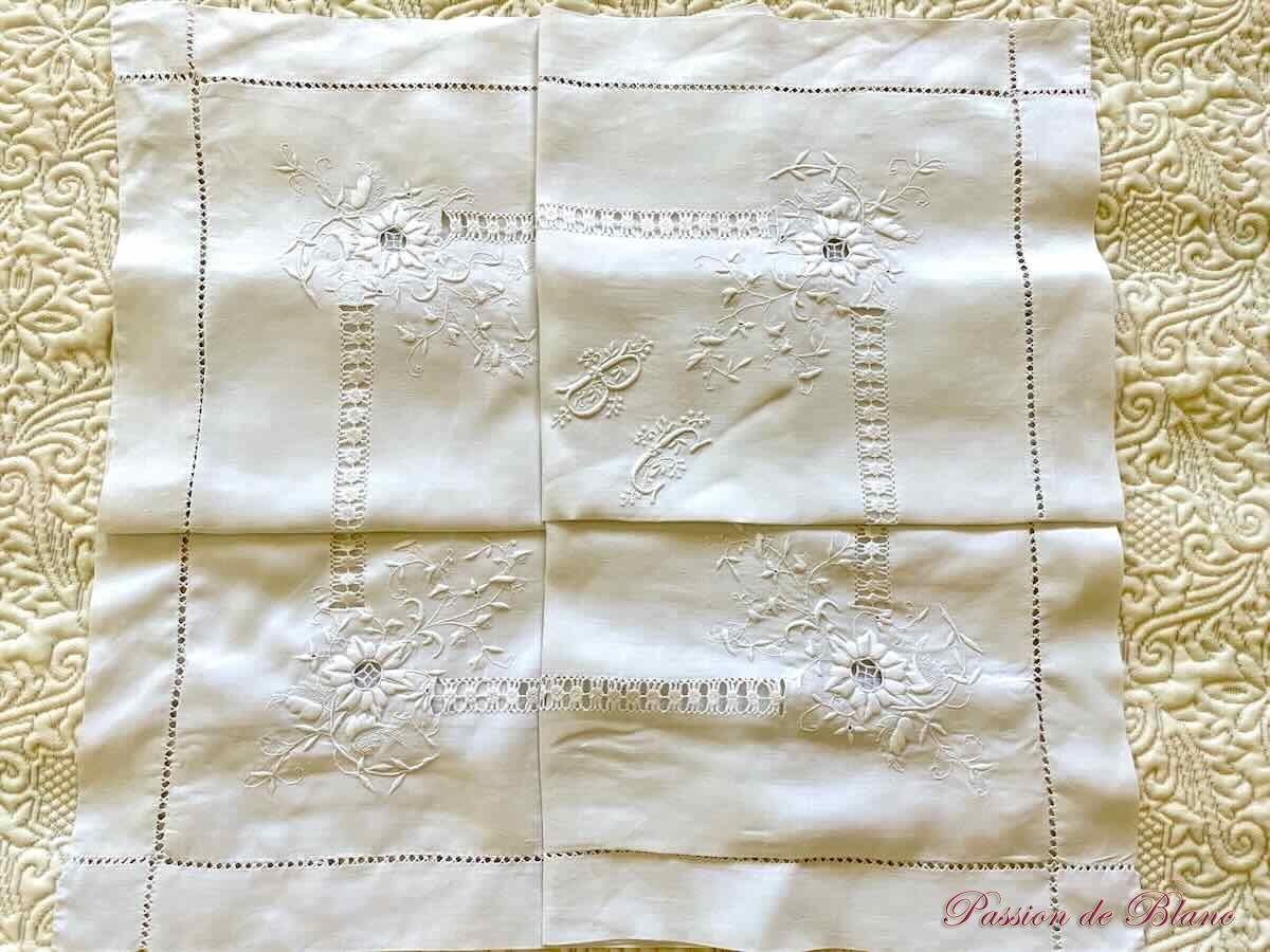 Taie BC broderie à l'aiguille fil lin
