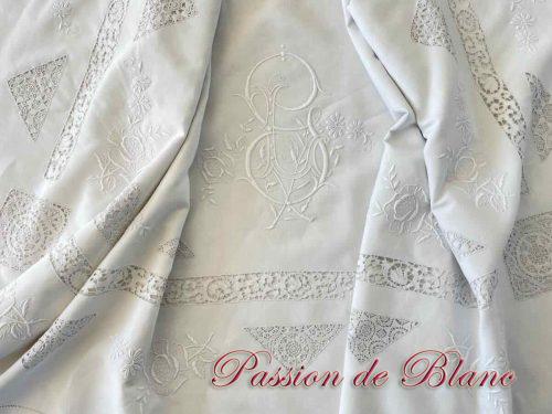 Grand drap broderie aiguille lin fin GL