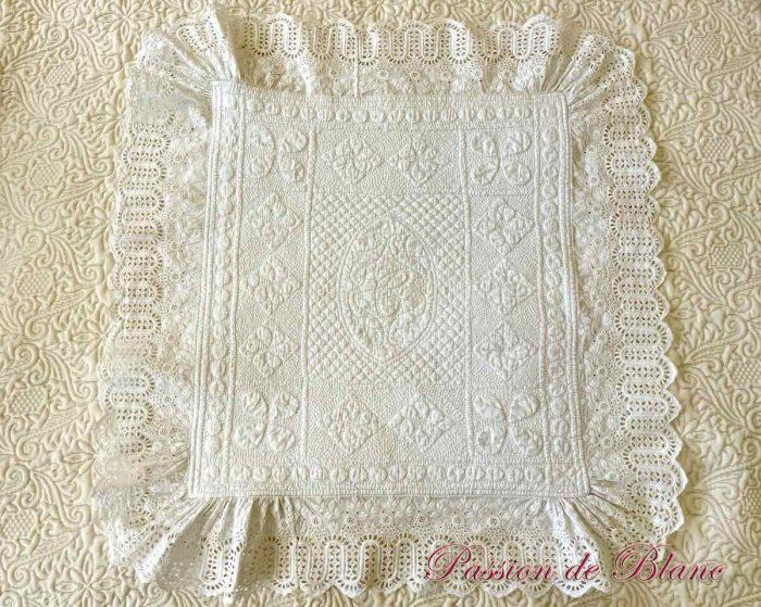 Couverture Bébé,Pétasson, Provence, broderie main, pur coton blanc – Image 6
