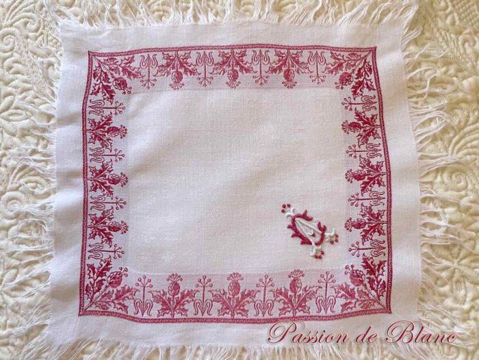 Lot de 16 petites serviettes frangées en granité de lin avec encadrement , Napoléon III – Image 6