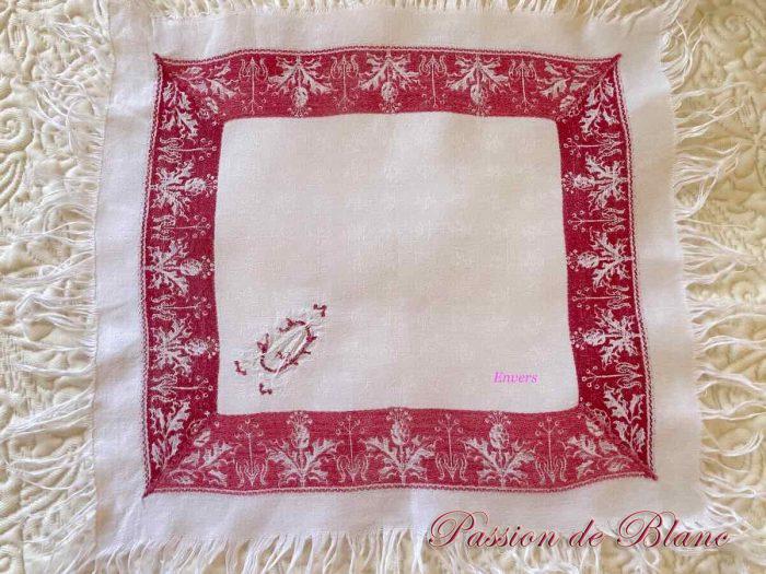Lot de 16 petites serviettes frangées en granité de lin avec encadrement , Napoléon III – Image 4