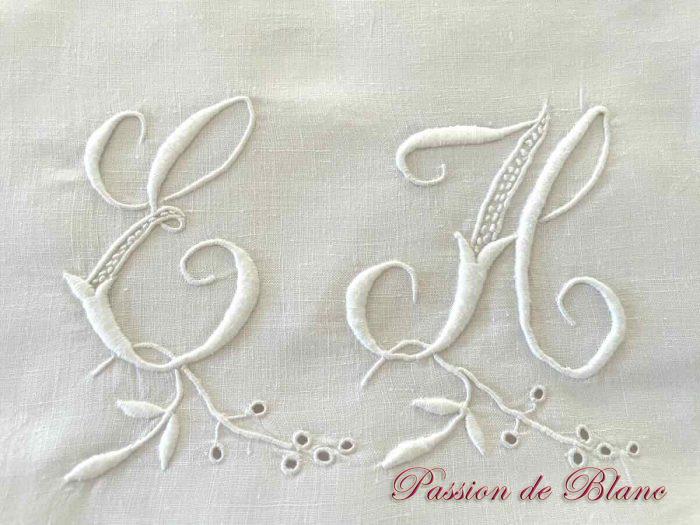 Taie EH lin feston broderie