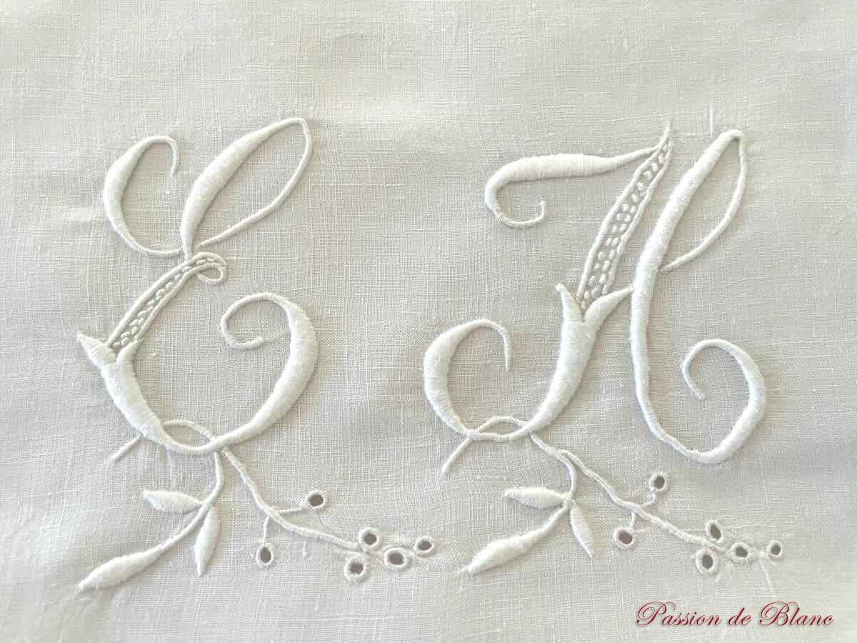 Taie EH lin feston broderie