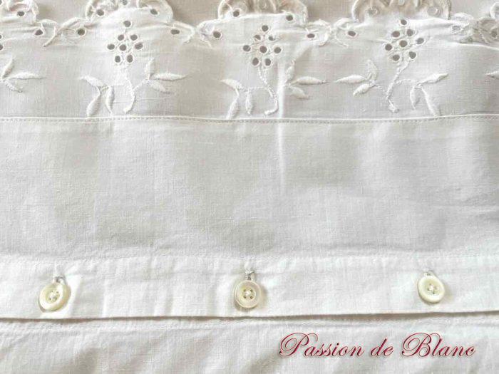 Belle taie festonnée avec broderie Anglaise et monogramme EH sur lin fin – Image 5