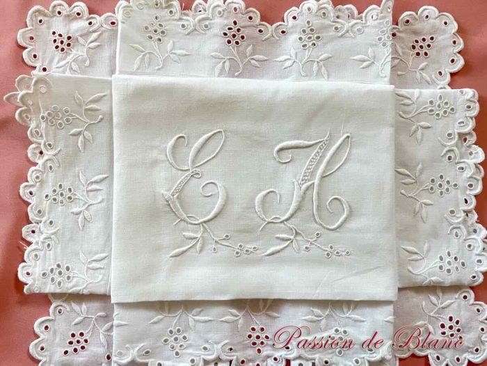 Taie EH lin feston broderie