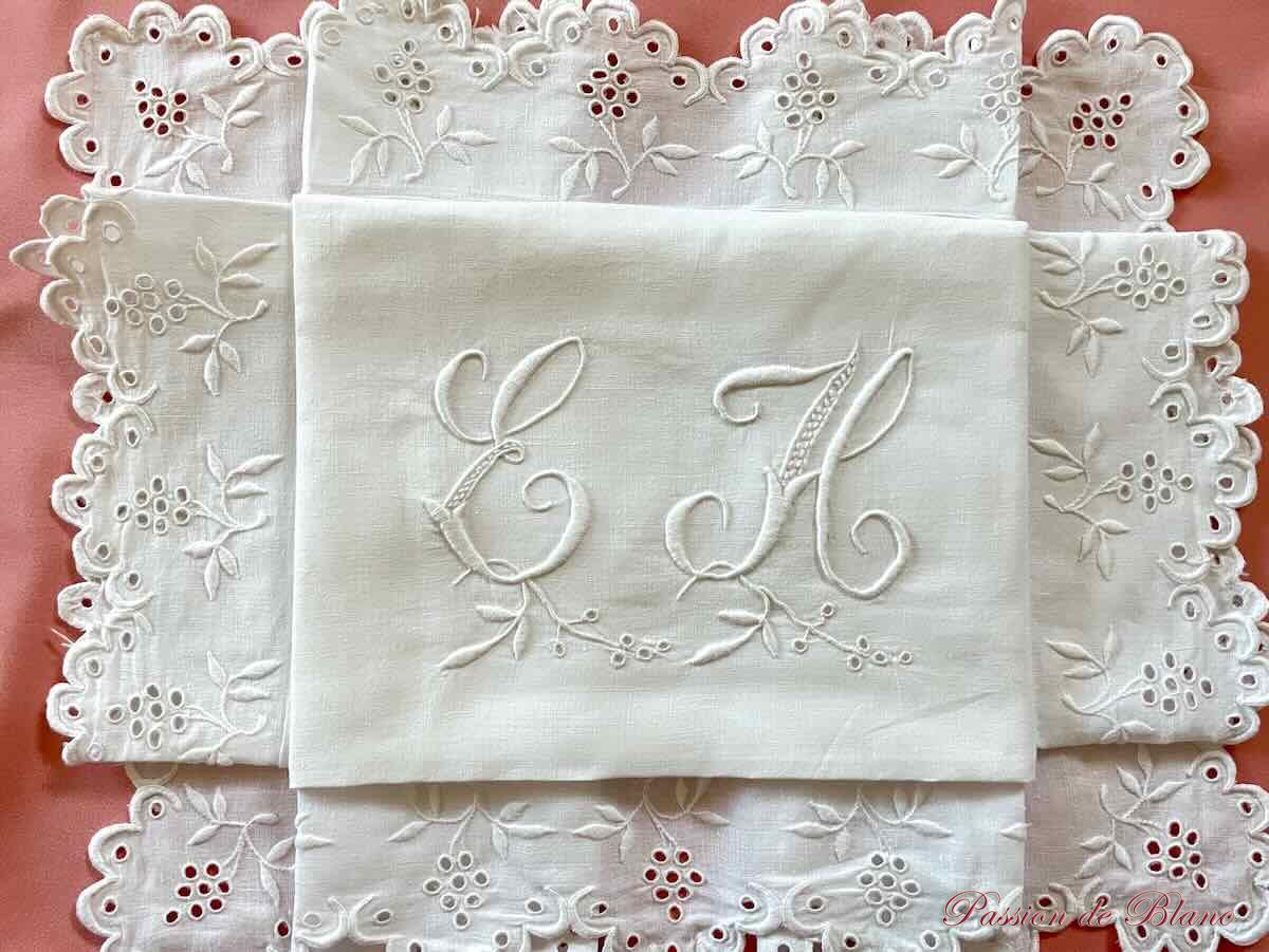 Taie EH lin feston broderie
