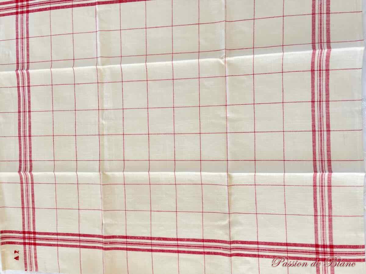 Lot 6 torchons liteaux rouges