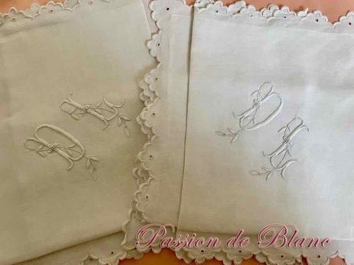 Paire taie lin DL festons