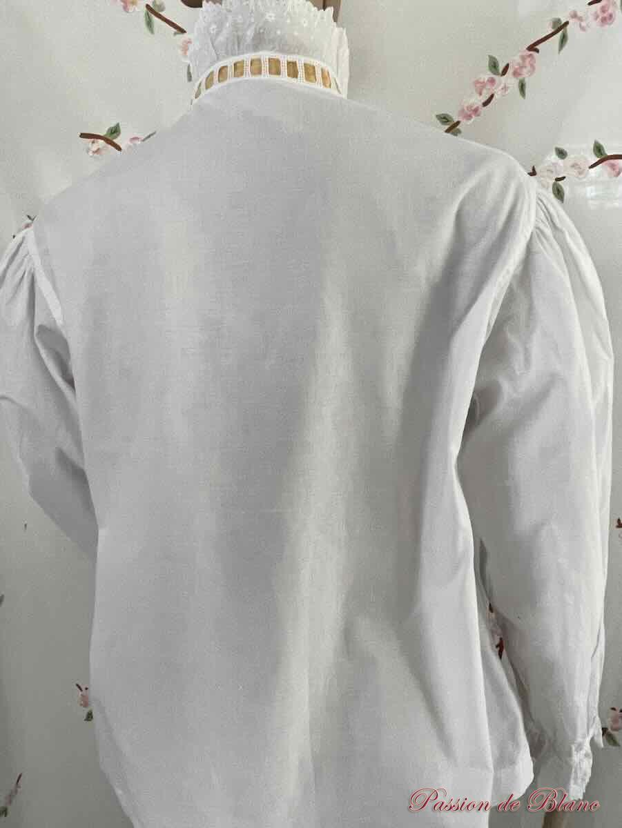 Chemisier manches longues enjolivé de volants, plis nervurés fait main – Image 3