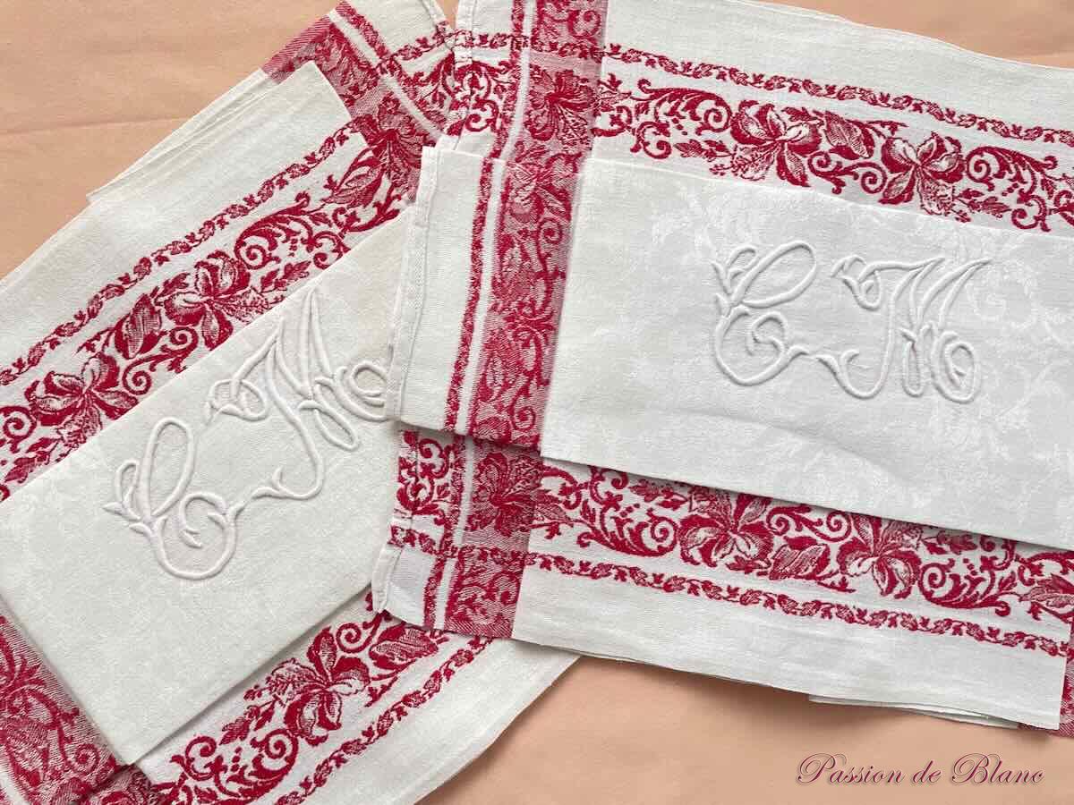 Serviettes Napoléon III Liteau rouge