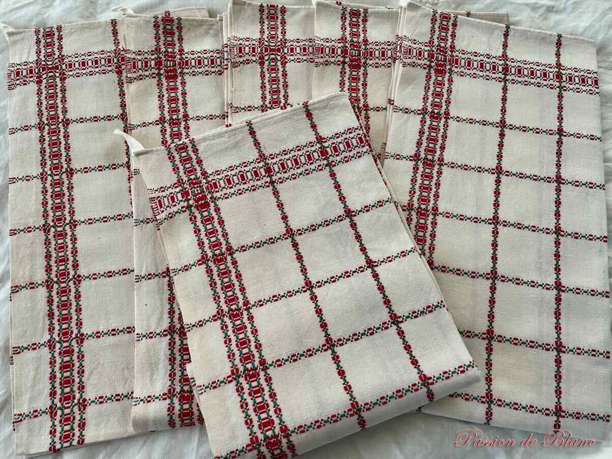 Lot six torchons frises couleurs