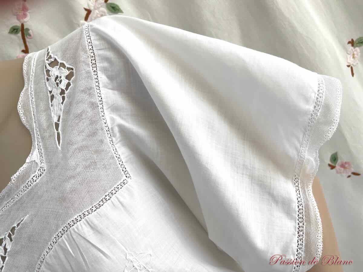 Robe hôtesse intérieur : broderie main sur tulle et fine percale – Image 7
