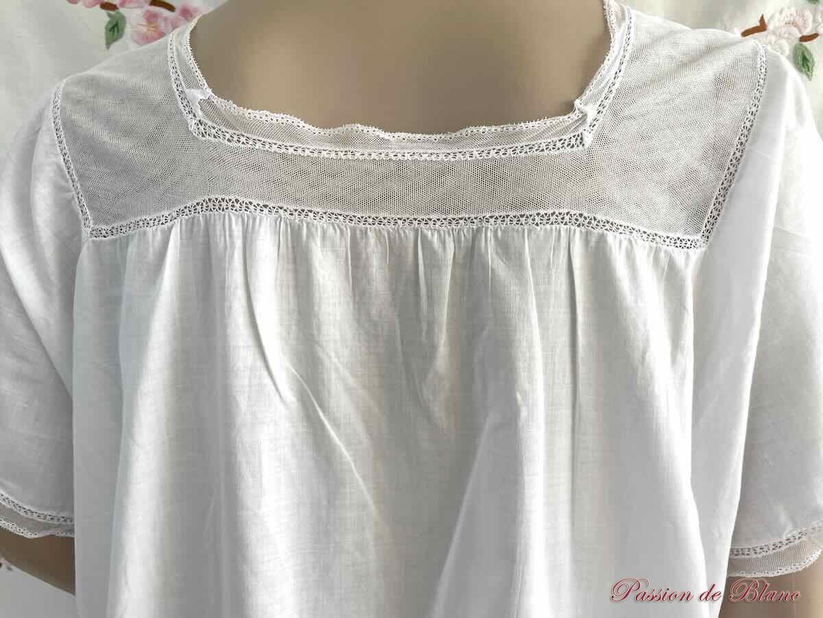 Robe hôtesse intérieur : broderie main sur tulle et fine percale – Image 5