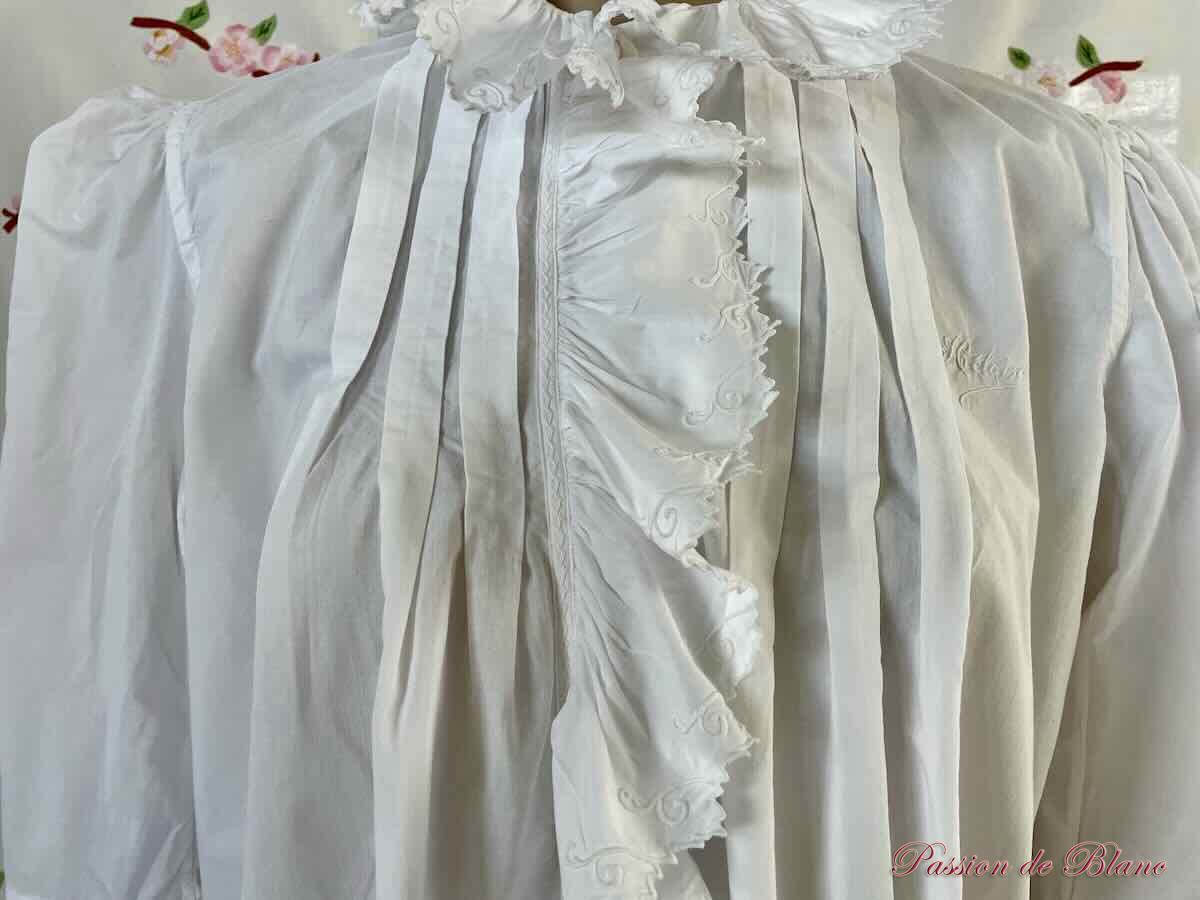 Chemise nuit volants brodés