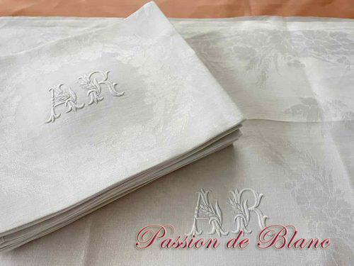 Lot douze serviettes AR fil de lin