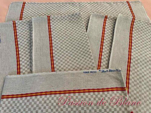 Lot torchons lin coton damiers