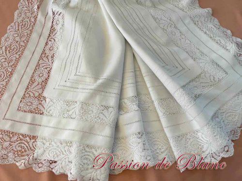Drap fil lin dentelle fuseaux main