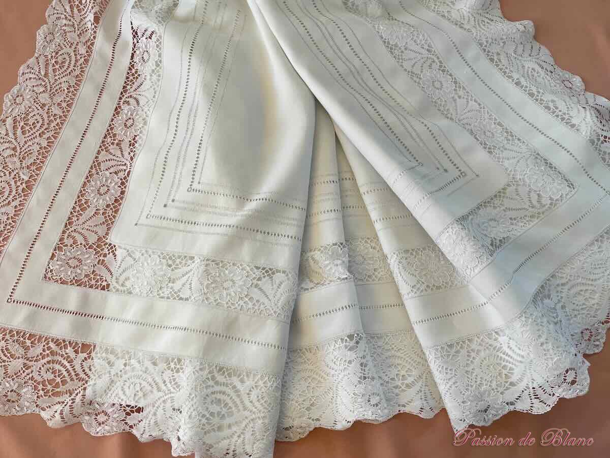 Drap fil lin dentelle fuseaux main