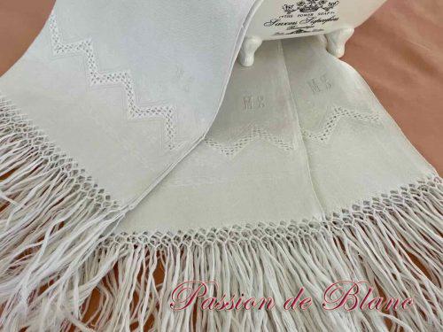 Lot serviettes invités fil lin damas