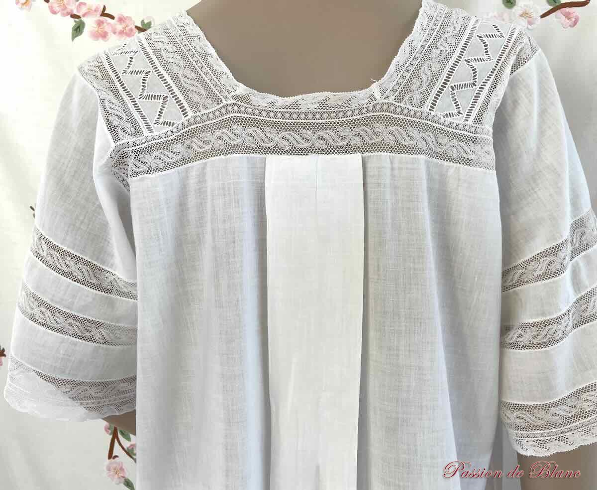 Chemise de nuit avec de fines dentelles sur mousseline de coton – Image 5