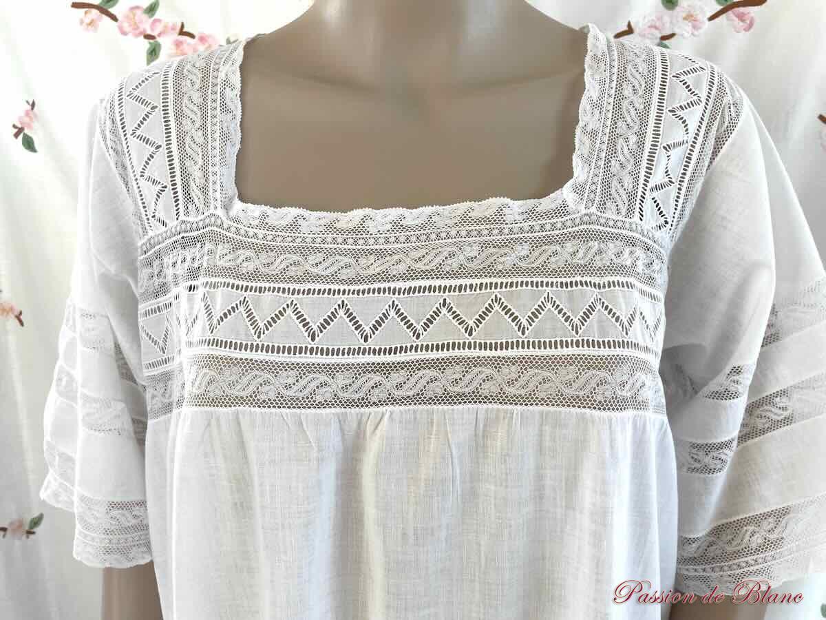 Chemise fine avec empiècement dentelle