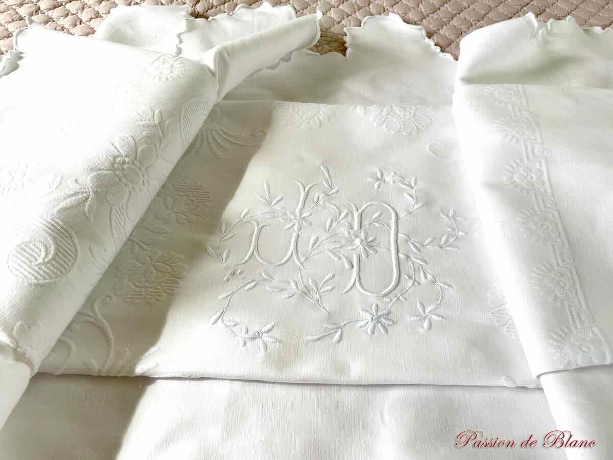 Couverture en piqué festonnée quatre côtés, monogramme JD – Image 10