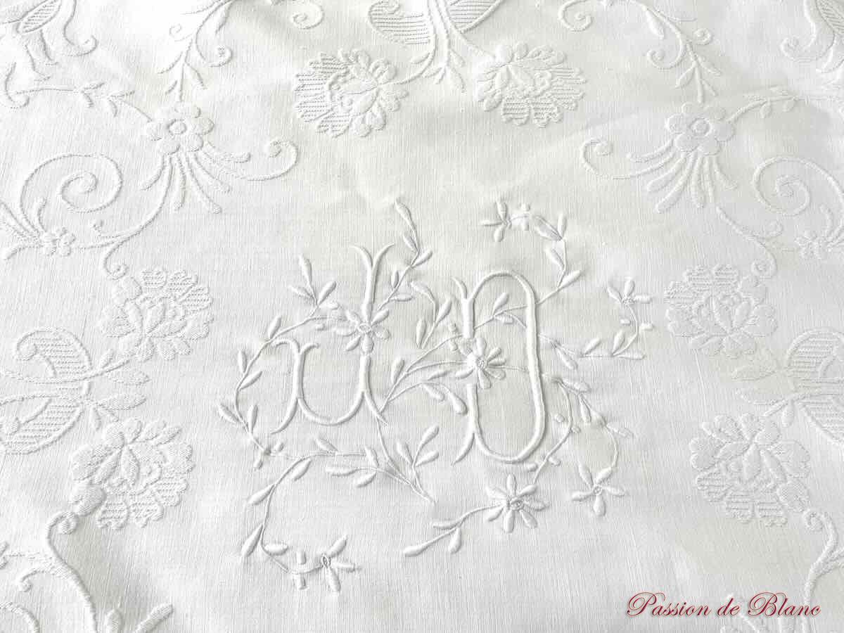 Couverture en piqué festonnée quatre côtés, monogramme JD – Image 2