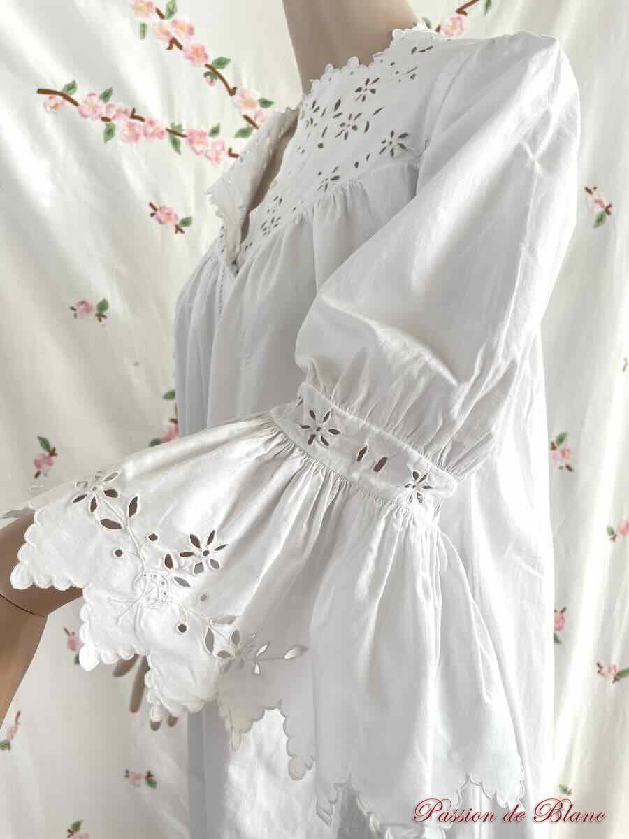 Chemise de nuit brodée main