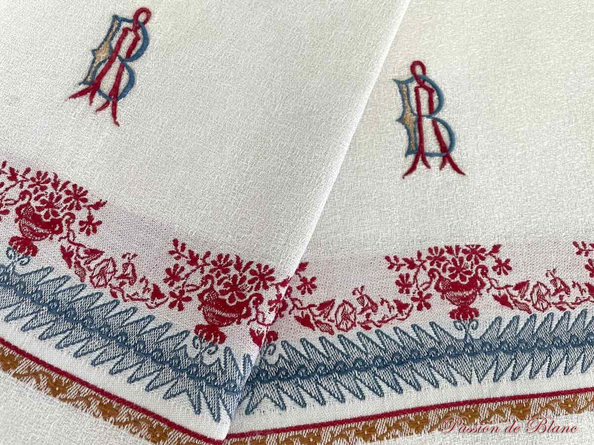 Lot grandes serviettes d'invités AB granité lin liteau couleur, franges – Image 5