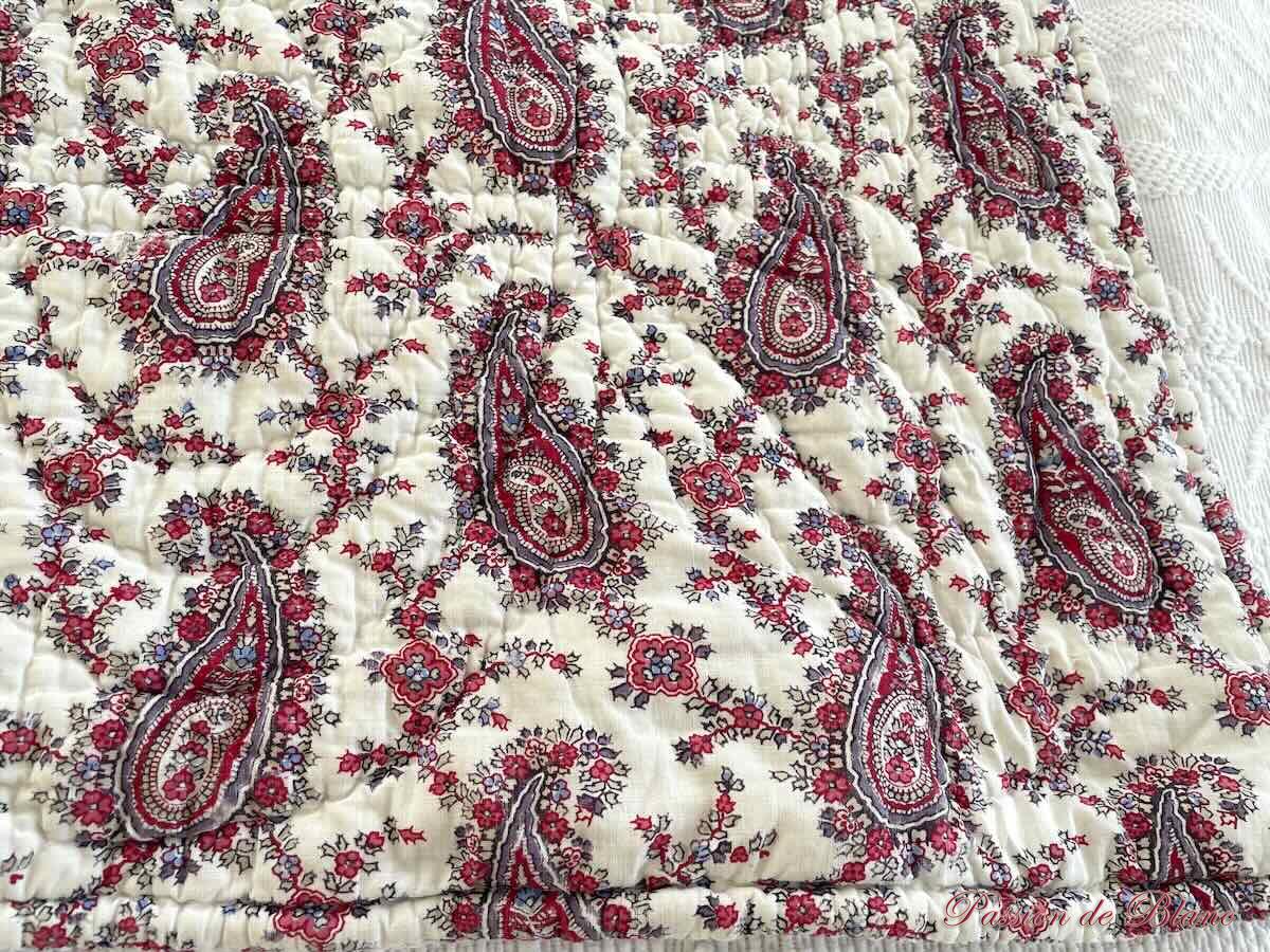 Courtepointe main: motifs à palmettes,petits motifs fleuris,époque XIX – Image 9