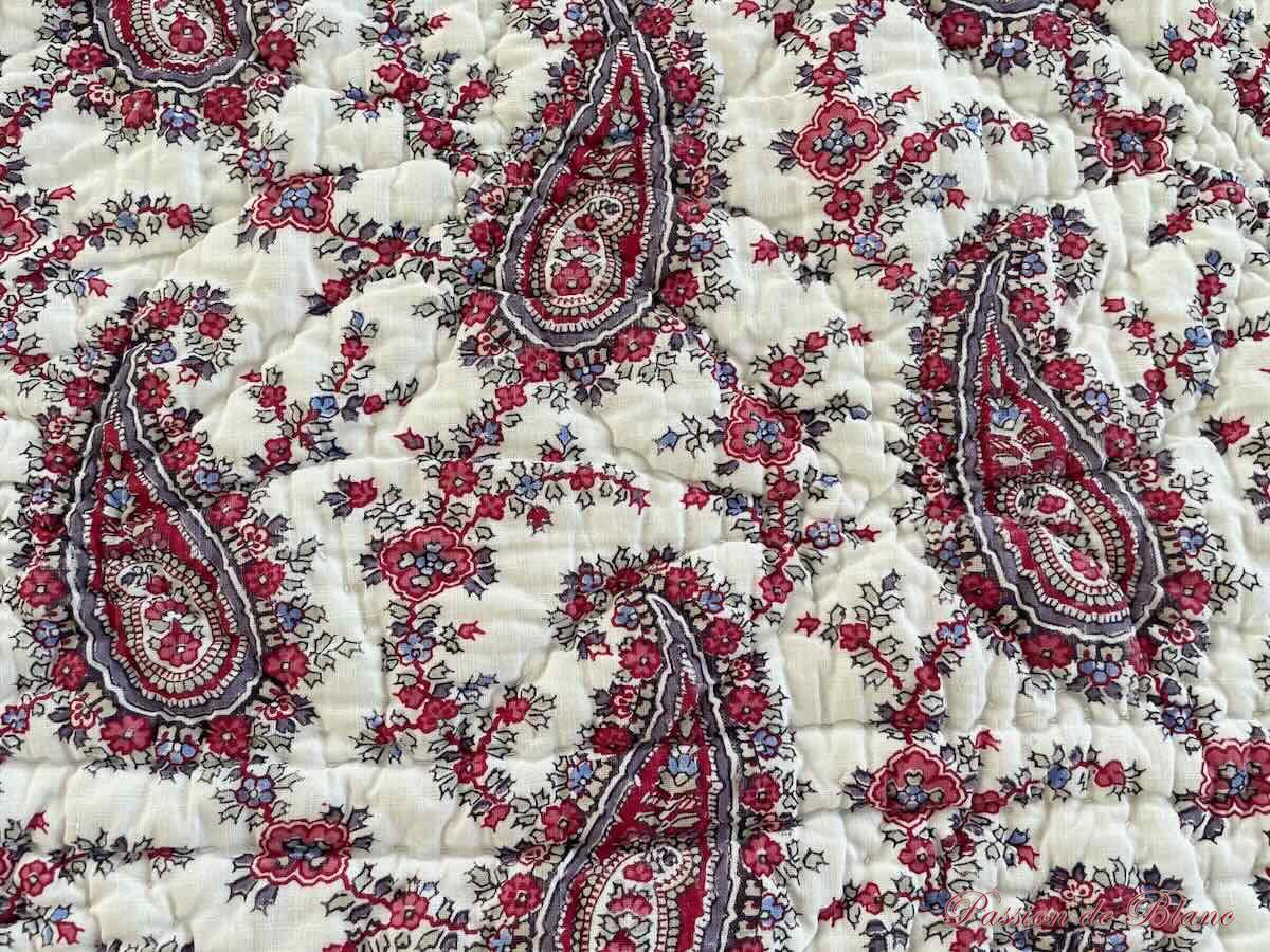 Courtepointe main: motifs à palmettes,petits motifs fleuris,époque XIX – Image 5