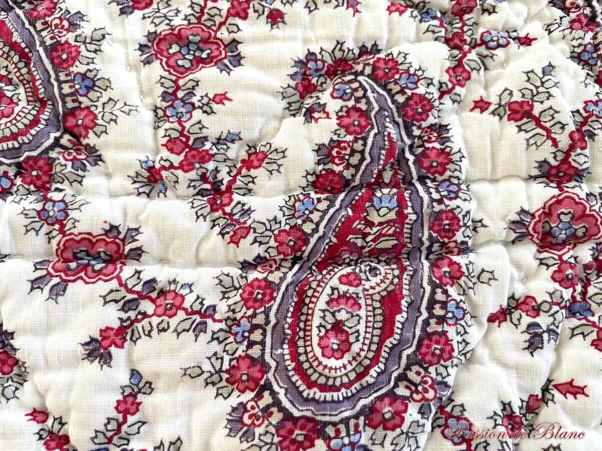 Courtepointe main: motifs à palmettes,petits motifs fleuris,époque XIX – Image 8