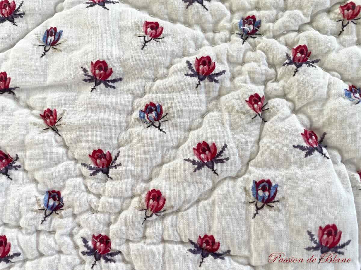 Courtepointe main: motifs à palmettes,petits motifs fleuris,époque XIX – Image 4