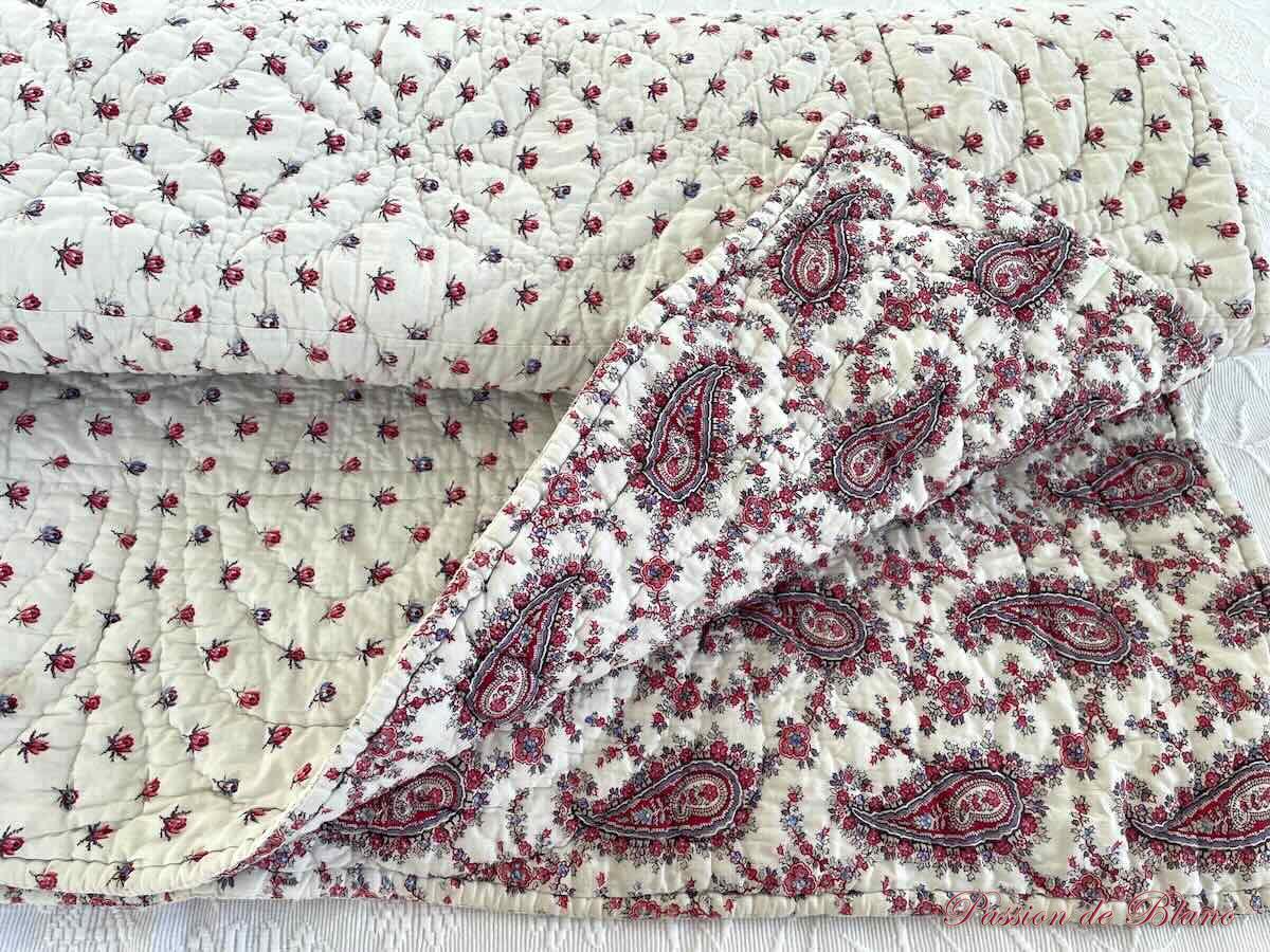 Courtepointe main: motifs à palmettes,petits motifs fleuris,époque XIX – Image 11