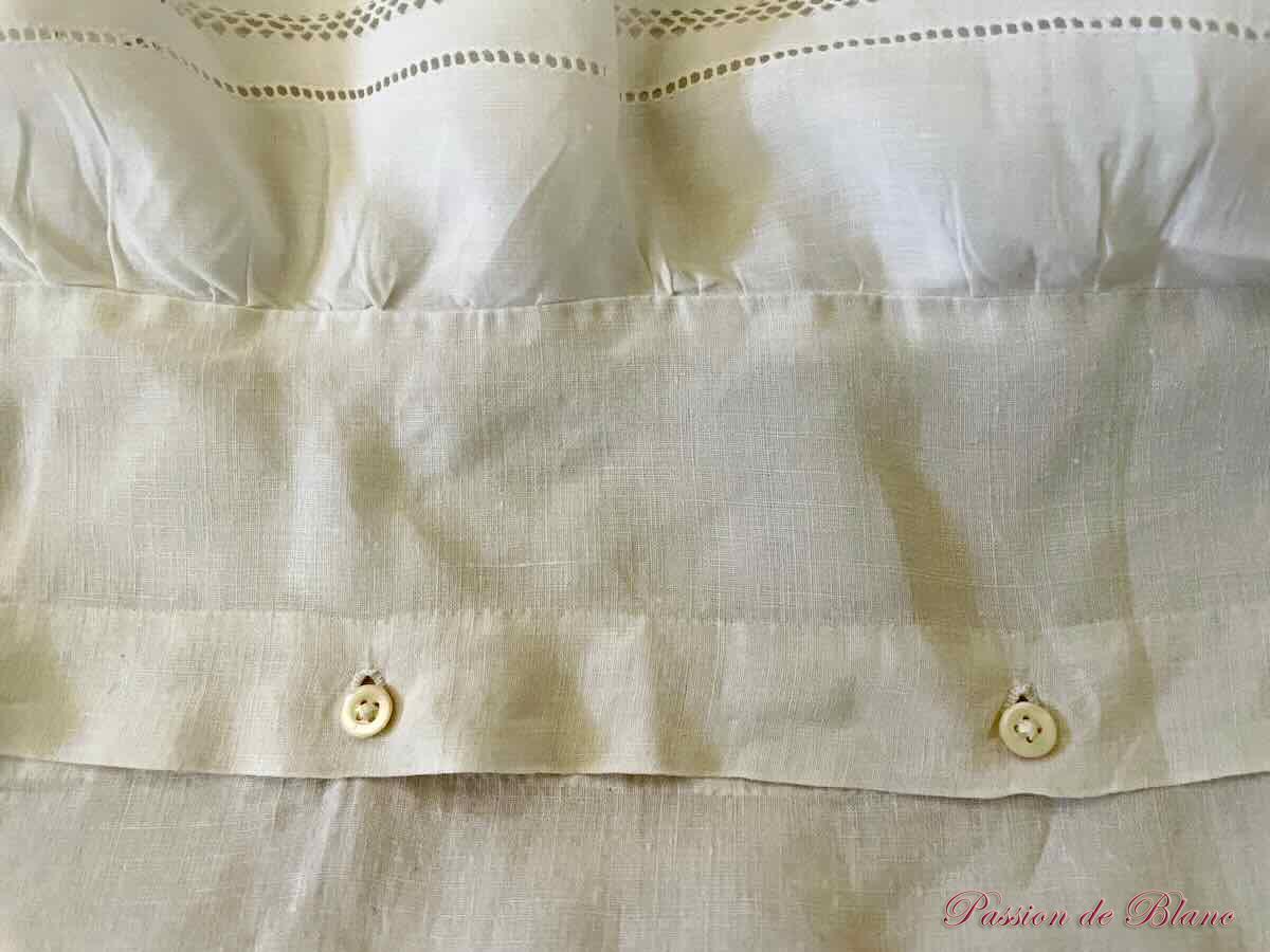 Parure de lit drap deux taies volant lin fin