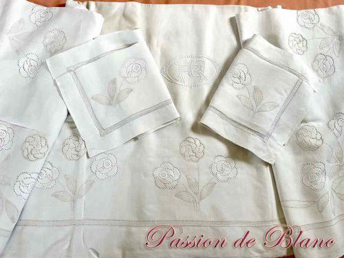 Parure drap taies dentelle fuseaux main