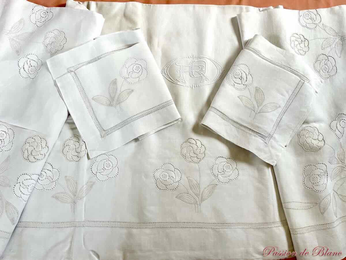 Parure drap taies dentelle fuseaux main