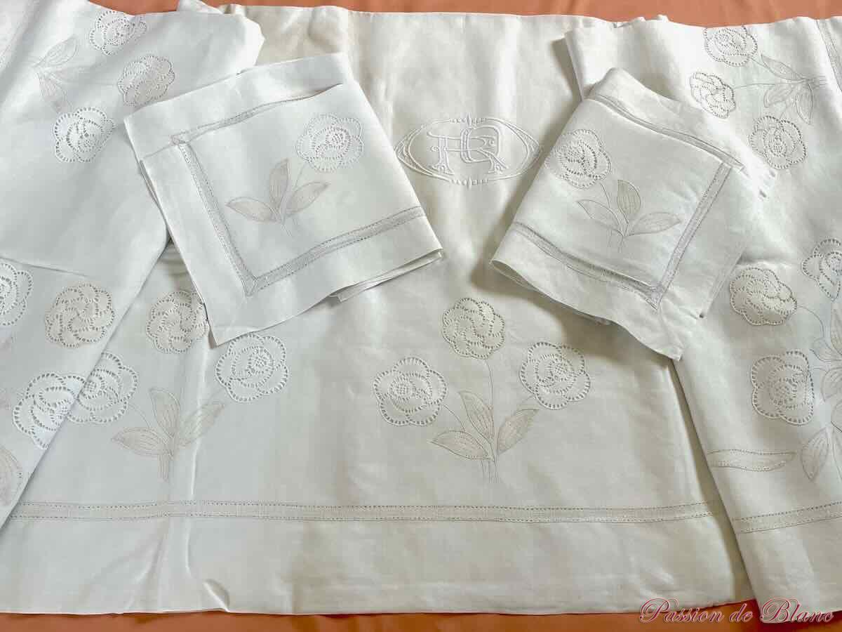 Parure drap taies dentelle fuseaux main