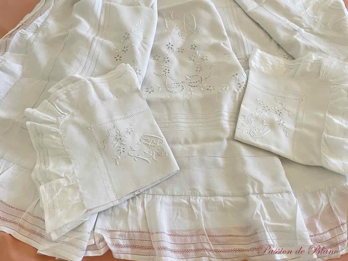 Parure drap taies volants fil lin