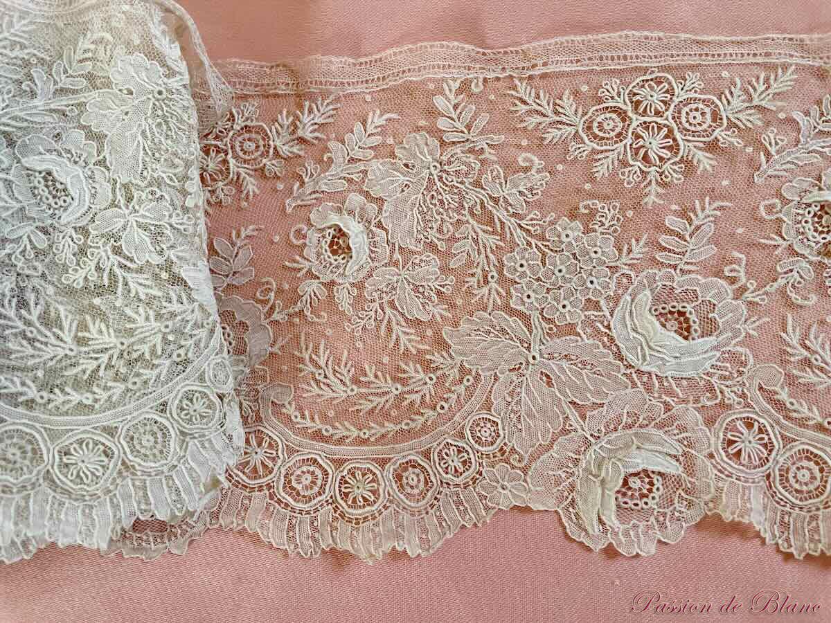 Dentelle à l'aiguille au point gaze avec motifs fleuris de roses,feuillages – Image 5