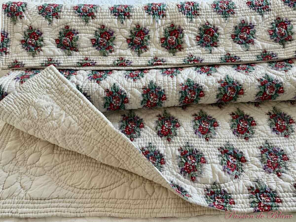 Coutepointe piquée main motifs fleuris
