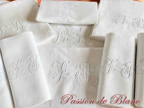 Service de table JB damas de lin oiseaux