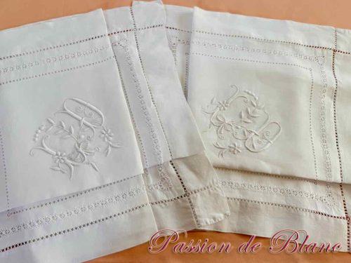Paire fil de lin broderie main LD